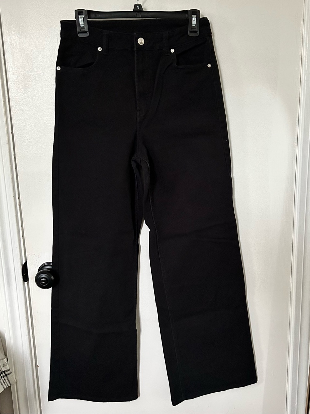 H&M Divided Women’s High Waist Wide Leg Jeans Dark Wash Black Size 8 Juniors